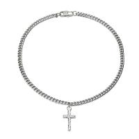 Collier d'acier titane, croix, Placage, unisexe, argent, 6mm, Longueur 48 cm, Vendu par PC