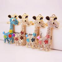 Zinc Alloy Key Clasp with Czech Rhinestone Giraffe high quality plated fashion jewelry & Unisex & enamel Sold By PC