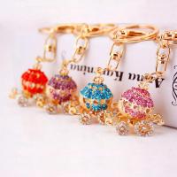 Zinc Alloy Key Clasp with Czech Rhinestone Pumpkin Car high quality plated fashion jewelry & Unisex & enamel Sold By PC