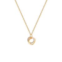 Collier d'acier titane, avec 2.12 chaînes de rallonge, Plaqué d'or, bijoux de mode & pavé de micro zircon & pour femme, doré, 14mm, Longueur 40 cm, Vendu par PC