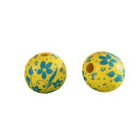 Wood Beads Schima Superba Round printing DIY 16mm Sold By PC