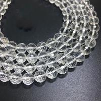 Korálky přírodní Průhledný Quartz, Clear Quartz, Kolo, DIY & různé velikosti pro výběr & tváří, bílý, Prodáno za Cca 14.96 inch Strand