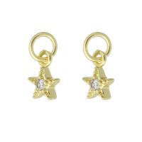 Cubic Zirconia Micro Pave Brass Pendant Star gold color plated micro pave cubic zirconia Sold By PC