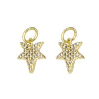 Messing hanger met micro-paved kubieke zirconia's, Ster, gold plated, micro pave zirconia, 10x11x1mm, Verkocht door PC