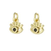 Cúbicos Circonia Colgante Latón Micro pavimenta, metal, Ojo, chapado en color dorado, micro arcilla de zirconia cúbica & hueco, 8x8x2mm, agujero:aproximado 3mm, Vendido por UD