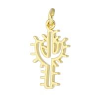 Messing hangers, Opuntia Stricta, gold plated, hol, 12x19x2mm, Gat:Ca 3mm, Verkocht door PC