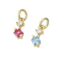 Cúbicos Circonia Colgante Latón Micro pavimenta, metal, chapado en color dorado, micro arcilla de zirconia cúbica, más colores para la opción, 4x10x3mm, agujero:aproximado 3mm, Vendido por UD