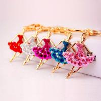 Zinc Alloy Key Clasp with Czech Rhinestone Dancing Girl high quality plated fashion jewelry & Unisex & enamel Sold By PC