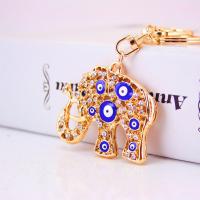 Zinc Alloy Key Clasp with Czech Rhinestone Elephant high quality plated fashion jewelry & Unisex & enamel blue Sold By PC