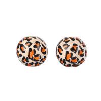 Wood Beads Schima Superba Round printing DIY & leopard pattern beige 16mm Sold By PC