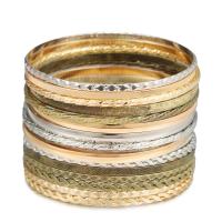 Zinc Alloy Bangle Smykker, Donut, forgyldt, Unisex, blandede farver, nikkel, bly & cadmium fri, 3mm, Indvendig diameter:Ca. 72mm, Ca. 12pc'er/sæt, Solgt af sæt