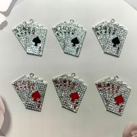 Zinc Alloy Rhinestone Pendants Poker platinum color plated Unisex & with rhinestone nickel lead & cadmium free Sold By PC