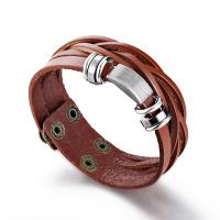 PU cavo bracciali, with acciaio inox, unisex & anti-fatica, marrone, Lunghezza 20.5 cm, Venduto da PC