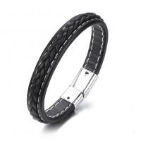 PU Schnur Armbänder, Zinklegierung, mit PU Leder, plattiert, unisex, keine, Länge 21 cm, verkauft von PC