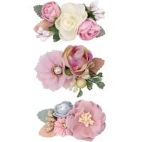 Accessoire cheveux enfants, Soie, fleur, 3 pièces & Fille & styles différents pour le choix, couleurs mélangées, 76.10mm, 3PC/fixé, Vendu par fixé