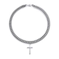 Stainless Steel smycken halsband, 304 rostfritt stål, Cross, Tvillingar wish Pärla Oyster & olika längd för val & Unisex, silver, Säljs av PC