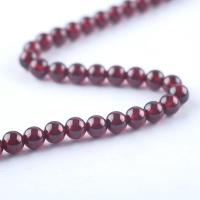 Prirodni Garnet perle, Granat, Krug, uglađen, možete DIY & različite veličine za izbor, crven, Prodano Per Približno 14.96 inčni Strand