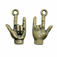 Sinc Alloy Pendants, Hand, plátáilte, jewelry faisin, dathanna níos mó le haghaidh rogha, nicil, luaidhe & caidmiam saor in aisce, 22x13mm, Díolta De réir PC