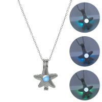 luminated Ketting, Zinc Alloy, met 1.96inch extender keten, Zeester, platinum plated, ovale keten & voor vrouw, meer kleuren voor de keuze, nikkel, lood en cadmium vrij, 24x32mm, Lengte Ca 17.7 inch, Verkocht door PC