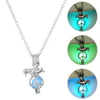 Collier Luminated, alliage de zinc, avec 1.96inch chaînes de rallonge, colombe, Placage de couleur platine, chaîne ovale & pour femme & lumineux & creux, plus de couleurs à choisir, protéger l'environnement, sans nickel, plomb et cadmium, 17x30mm, Longueur Environ 17.7 pouce, Vendu par PC