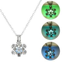 Luminated collana, lega in zinco, with 1.96inch extender chain, Fiocco di Neve, placcato color platino, catena ovale & per la donna & luminoso & cavo, nessuno, assenza di nichel,piombo&cadmio, 19x27mm, Lunghezza Appross. 17.7 pollice, Venduto da PC