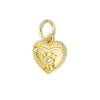 Cúbicos Circonia Colgante Latón Micro pavimenta, metal, Corazón, chapado en color dorado, micro arcilla de zirconia cúbica, 9x9x1mm, agujero:aproximado 3mm, Vendido por UD