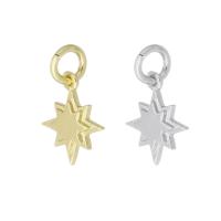 Messing hangers, Acht Point Star, plated, 9x11x1mm, Gat:Ca 3mm, Verkocht door PC