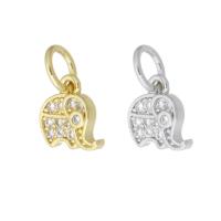 Terningformet Zirkon Micro Pave Messing vedhæng, Elephant, forgyldt, Micro Pave cubic zirconia, flere farver til valg, 7x7x1mm, Hole:Ca. 3mm, Solgt af PC