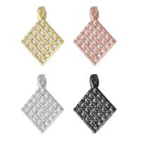 Terningformet Zirkon Micro Pave Messing vedhæng, Rhombus, forgyldt, Micro Pave cubic zirconia, flere farver til valg, 8x11x1.50mm, Hole:Ca. 0.5mm, Solgt af PC