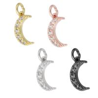 Cubic Zirconia Micro Pave Brass Pendant Moon plated micro pave cubic zirconia Approx 2mm Sold By PC