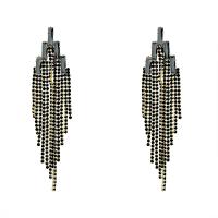 Fashion Fringe Earrings Brass 14K gold plated fashion jewelry & micro pave cubic zirconia & for woman nickel lead & cadmium free Sold By Pair