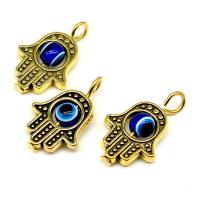 Zink Alloy Hamsa Vedhæng, Zinc Alloy, med Lampwork, Hand, forgyldt, flere farver til valg, 13x20mm, Solgt af PC