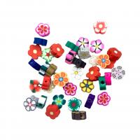 Polymer lerperler, Polymer Clay, Flower, udskrivning, du kan DIY, blandede farver, 10-30mm, 100pc'er/Bag, Solgt af Bag