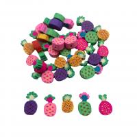 Polymer lerperler, Polymer Clay, Pineapple, du kan DIY, blandede farver, 6mm, Solgt Per 38 cm Strand