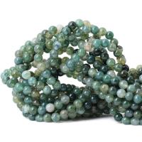 Přírodní Moss Achát Korálky, Moss Agate, Krug, uglađen, možete DIY, zelen, Prodano Per 38 cm Strand