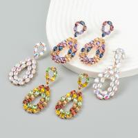 Rhinestone Earring Zinc Alloy fashion jewelry & for woman & with rhinestone Sold By Pair