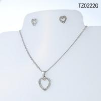 Titanium Čelik Nakit Set, Srce, za žene & s Rhinestone & šupalj, više boja za izbor, 8mm,14.5mm, Dužina Približno 17.72 inčni, Približno 2računala/Set, Prodano By Set