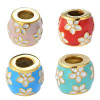 Titanium Steel European Large Hole Beads Round Vacuum Ion Plating DIY & enamel Sold By PC