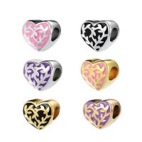 Titanium Steel European Large Hole Beads Heart Vacuum Ion Plating DIY & epoxy gel Sold By PC