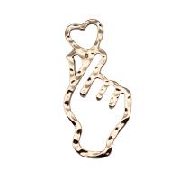 Zinc Alloy Heart Pendler, Hand, guldfarve belagt, mode smykker, gylden, nikkel, bly & cadmium fri, 17x34mm, Solgt af PC