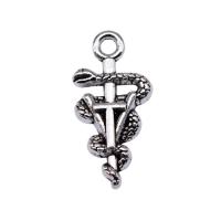 Sinc Alloy Pendants Ainmhithe, Nathair, dath airgid plated, jewelry faisin, airgid, nicil, luaidhe & caidmiam saor in aisce, 21x10mm, Díolta De réir PC