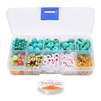 Acryl Oorbel het vinden reeks, Kreeft sluiting & kralen & Earpick, met Seedbead & Plastic Box & Crystal Thread & Zinc Alloy, gold plated, DIY & verschillende stijlen voor de keuze, gemengde kleuren, Verkocht door box