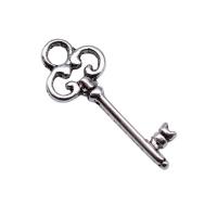 Zinklegering Key Hangers, Zinc Alloy, Sleutel, silver plated, mode sieraden, zilver, nikkel, lood en cadmium vrij, 21x9mm, Verkocht door PC