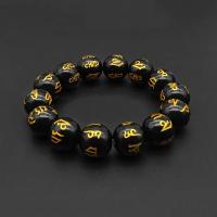 Glass Gemstone Multilayer Bracelets Round half handmade fashion jewelry & Buddhist jewelry & Unisex black Sold Per Approx 20 cm Strand