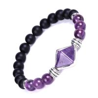 Gemstone Armbånd, Abrazine Stone, med Ædelsten, Pyramideformet, mode smykker & forskellige materialer til valg & Unisex, 8mm, 26x26mm, Længde Ca. 7.3 inch, Solgt af PC