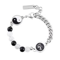 Stainless Steel smycken Armband, 316L rostfritt stål, mode smycken & Tai Ji & Unisex, ursprungliga färgen, 16mm, 15.2mm, 8mm, Längd Ca 7 inch, Säljs av PC