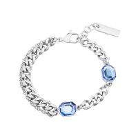 Crystal Armbånd, 316L Stainless Steel, med Krystal, Geometrisk mønster, mode smykker & Unisex, flere farver til valg, 10mm, 12mm, 6.5mm, Længde Ca. 7 inch, Solgt af PC