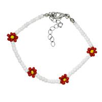 Coirníní Gloine Síl Bracelet, le 1.96inch slabhra extender, Flower, jewelry faisin & do bhean, dathanna níos mó le haghaidh rogha, Fad Thart 6.3 Inse, Díolta De réir PC