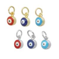 Evil Eye Pendler, Messing, forgyldt, emalje, flere farver til valg, 6x8x4mm, Hole:Ca. 3mm, Solgt af PC