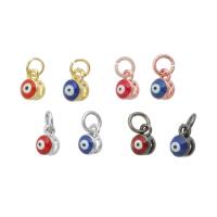 Evil Eye Hangers, Messing, Boze oog, plated, hol, meer kleuren voor de keuze, 4x6x4mm, Gat:Ca 2mm, Verkocht door PC